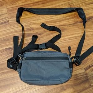 Tom Bihn Side Effect grey blue sling bag waist